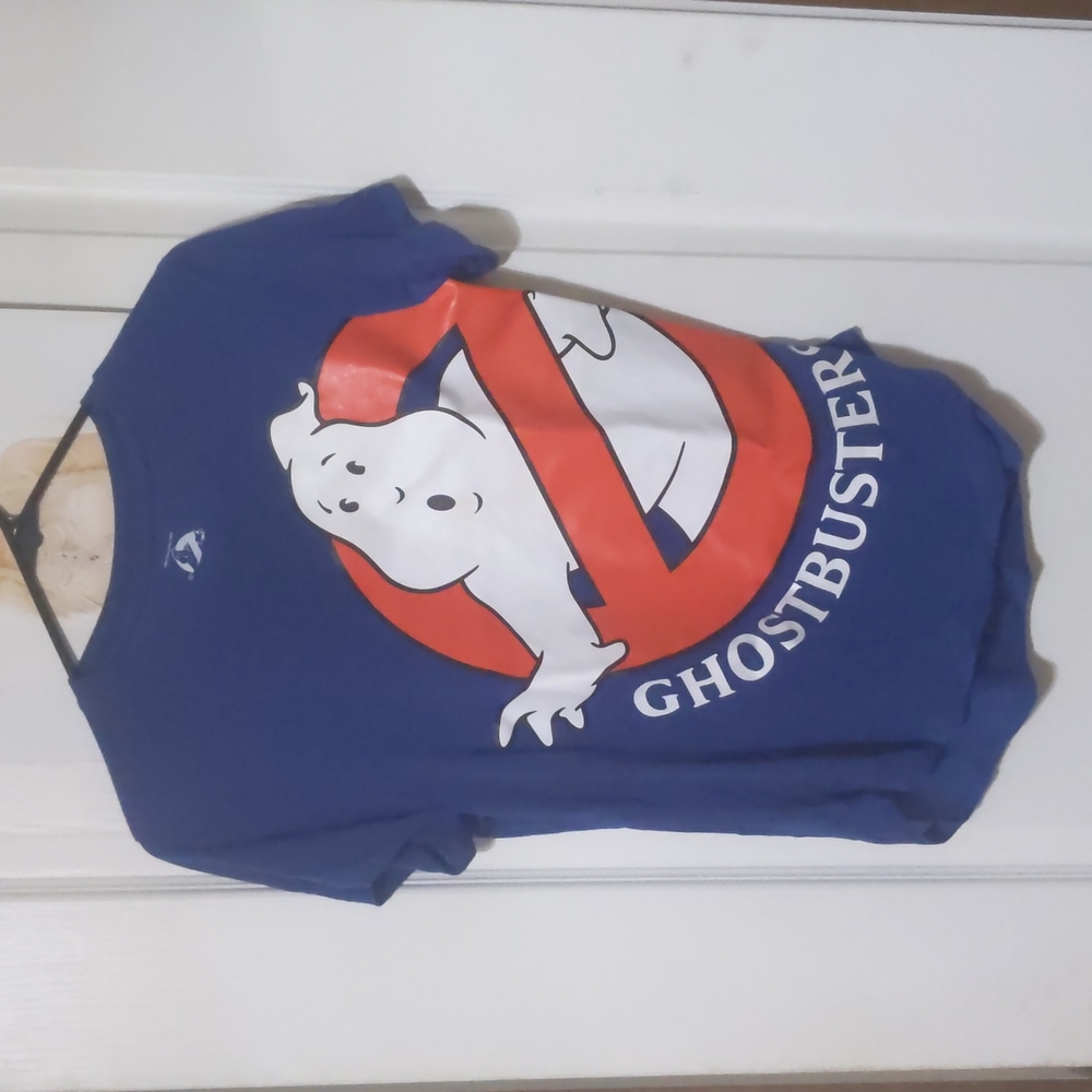SALE Ghostbusters Movie Logo Blue Short Sleeve T-Shirt Women's Junior Medium